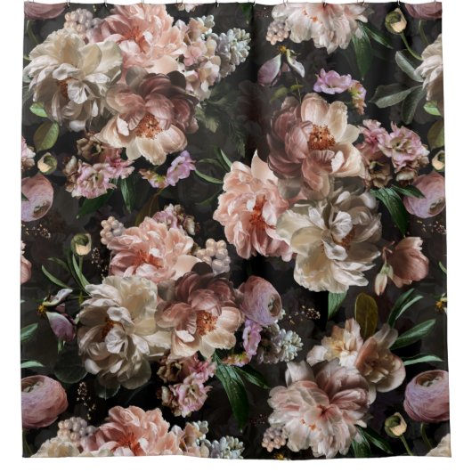 エラビクトリアンダークラッシュはっきりしたムーディゴシックフローラ シャワーカーテン (正面)