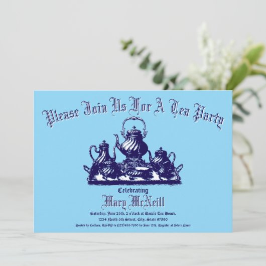 エラビクトリアンティーパーティーテンプレート招待状 招待状 (スタンド正面)