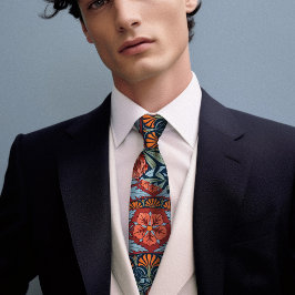  – エラビクトリアンハイビスカス&バラマリーメンズ ネクタイ