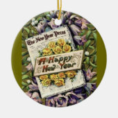 エラビクトリアンハッピーニューイヤーオーナメント装飾 セラミックオーナメント (正面)