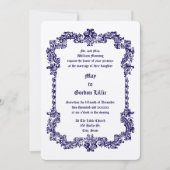 エラビクトリアンバロックスタイルの葉のフレーム 招待状 (正面)