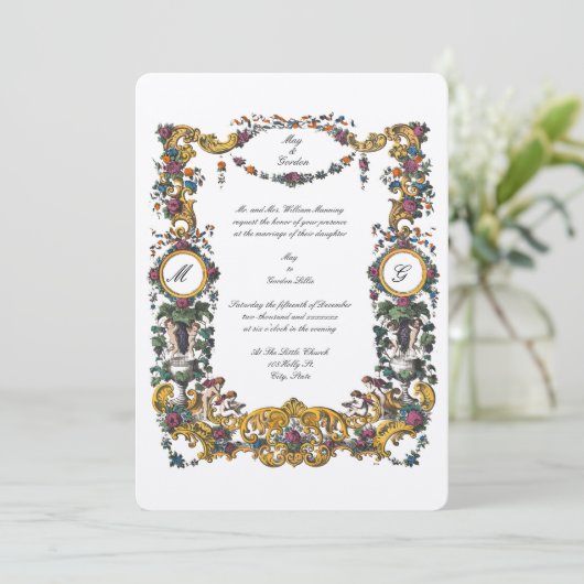 エラビクトリアンバロックスタイルフローラカルトゥーシュ 招待状 (スタンド正面)