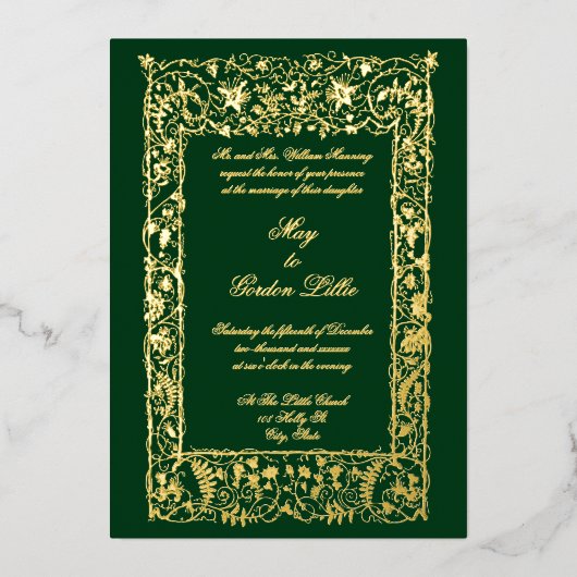 エラビクトリアンボ華美タニカル縁どズ 箔招待状 (正面)