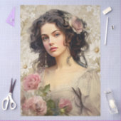 エラビクトリアンレディ&ヴィンテージホワイトグランジ花模様 薄葉紙 (クラフト)