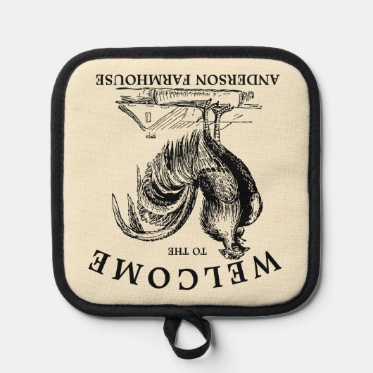 エラビクトリアンロースターファームハウスホームウェルカム 鍋敷き (正面)