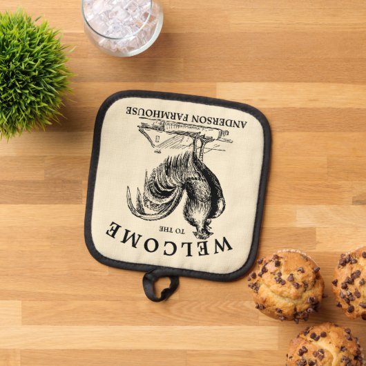 エラビクトリアンロースターファームハウスホームウェルカム 鍋敷き (トップダウン)