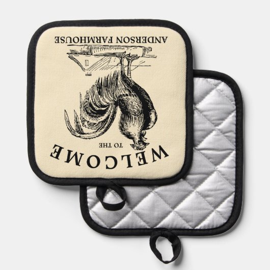 エラビクトリアンロースターファームハウスホームウェルカム 鍋敷き (正面/裏面)