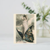 エラビクトリアンーアールヌーボーガールオンバタフライ ポストカード (スタンド正面)