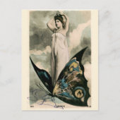 エラビクトリアンーアールヌーボーガールオンバタフライ ポストカード (正面)