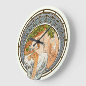 エラビクトリアンーアールヌーボーサンセットバイアルフォンスミュシャ ラージ壁時計 (傾斜)