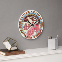 エラビクトリアンーアールヌーボーダンサーバイアルフォンスミュシャ ラージ壁時計