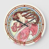 エラビクトリアンーアールヌーボーダンサーバイアルフォンスミュシャ ラージ壁時計