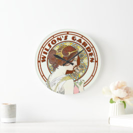 エラビクトリアンーアールヌーボーバイミュシャガーデン ラージ壁時計