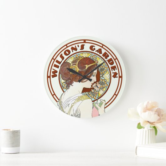 エラビクトリアンーアールヌーボーバイミュシャガーデン ラージ壁時計 (ホーム)