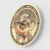 エラビクトリアンーアールヌーボーフランスのシャンパンアド ラージ壁時計 (傾斜)