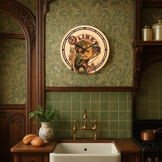 エラビクトリアンーアールヌーボーフランスのビスケット ラージ壁時計