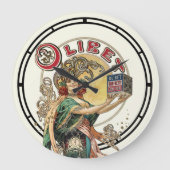 エラビクトリアンーアールヌーボーフランスのビスケット ラージ壁時計 (正面)