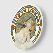 エラビクトリアンーアールヌーボーミュシャ図書館 ラージ壁時計 (傾斜)