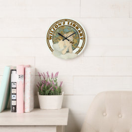 エラビクトリアンーアールヌーボーミュシャ図書館 ラージ壁時計