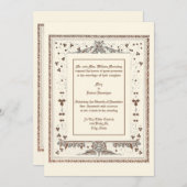 エラビクトリアンーケイト縁どグリナウ結婚ス 招待状 (正面/裏面)