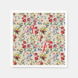 エラビクトリアンーフローラ水色 スタンダードカクテルナプキン