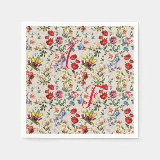 エラビクトリアンーフローラ水色 スタンダードカクテルナプキン (正面)