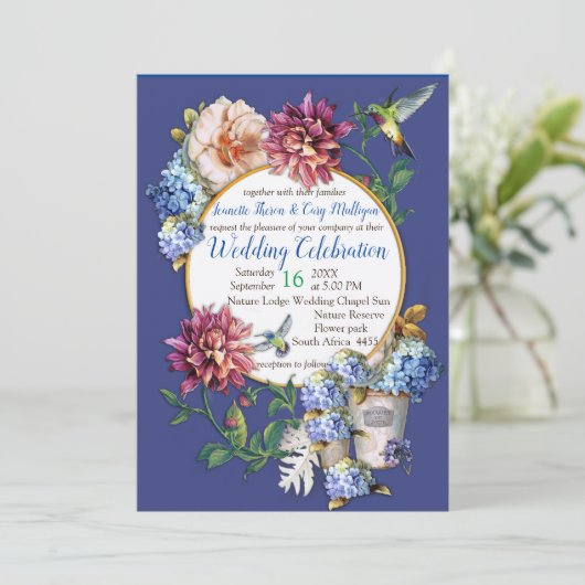 エラビクトリアンーフローラ水色 招待状 (スタンド正面)