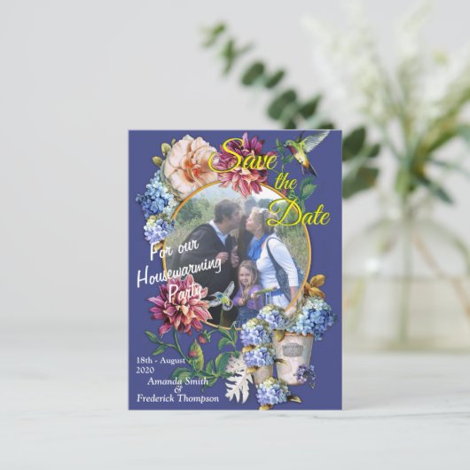 エラビクトリアンーフローラ水色 案内ポストカード (スタンド正面)