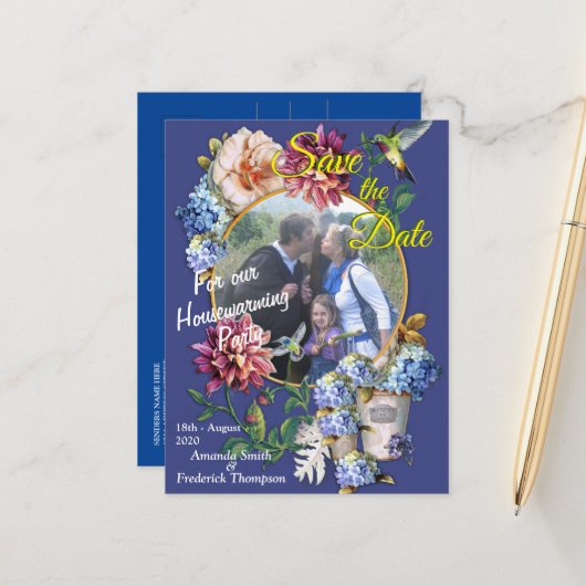 エラビクトリアンーフローラ水色 案内ポストカード (正面/裏面インサイチュ)