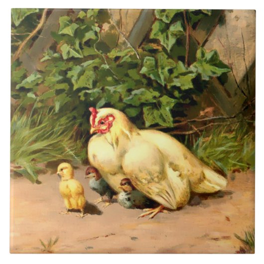 エラビクトリアンーヘン&ベビーチキンズバイL.パング タイル (正面)