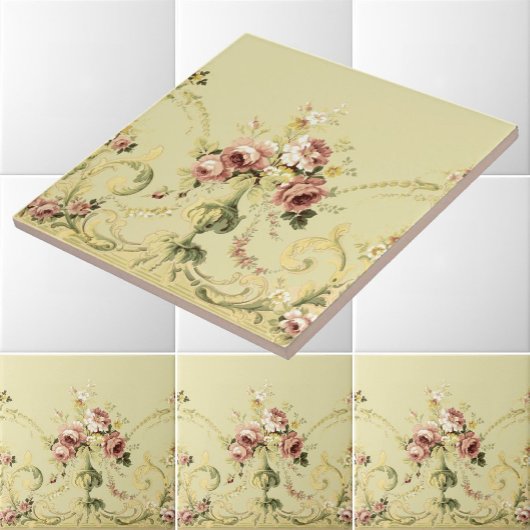 エラビクトリアンーローズブーケフリーズパターン タイル