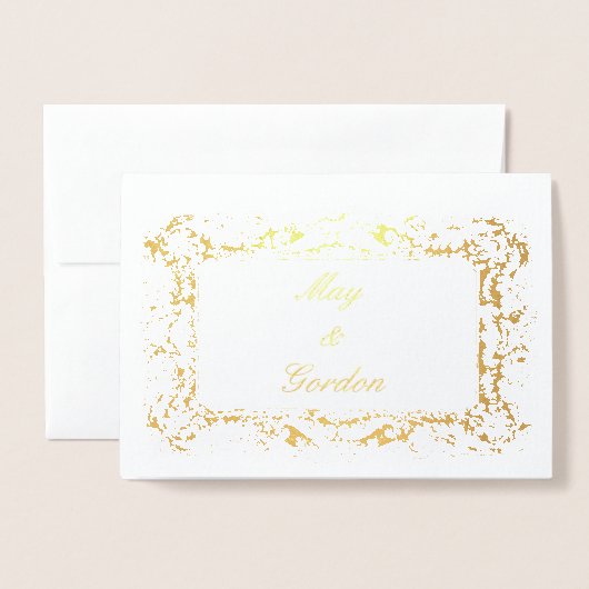 エラビクトリアンー金ゴールド結婚式招待状テンプレート 箔カード (封筒付き正面)