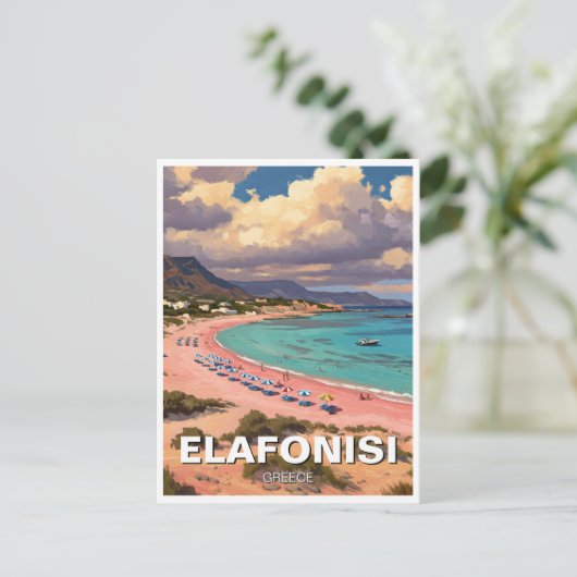 エラフォニシエラフォニシビーチクレタギリシャ旅行 ポストカード (スタンド正面)