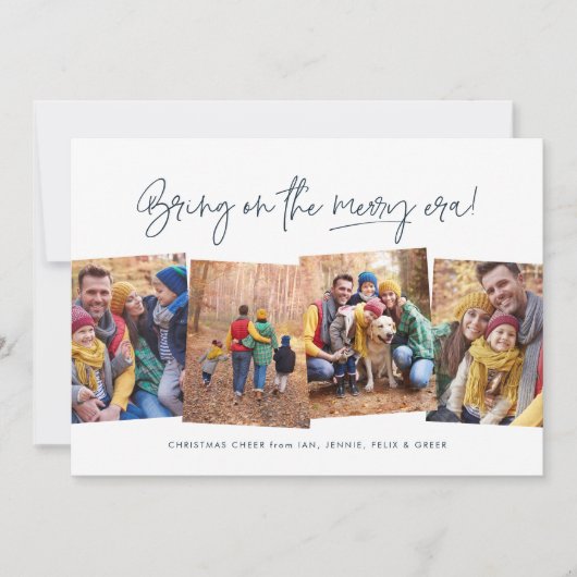 エラメリーー4おもしろい枚の水色のクリスマス シーズンカード (正面)