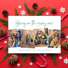 エラメリーー4おもしろい枚の緑のクリスマス シーズンカード