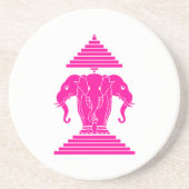 エラワンピンク3頭エレファントラオ/ラオス国旗 コースター (正面)