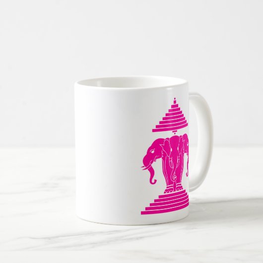 エラワンピンク3頭エレファントラオ/ラオス国旗 コーヒーマグカップ (正面右)