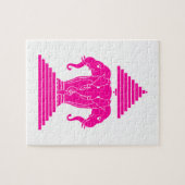 エラワンピンク3頭エレファントラオ/ラオス国旗 ジグソーパズル (横)