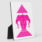 エラワンピンク3頭エレファントラオ/ラオス国旗 フォトプラーク (側面)