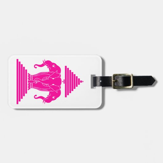 エラワンピンク3頭エレファントラオ/ラオス国旗 ラゲッジタグ (正面横)