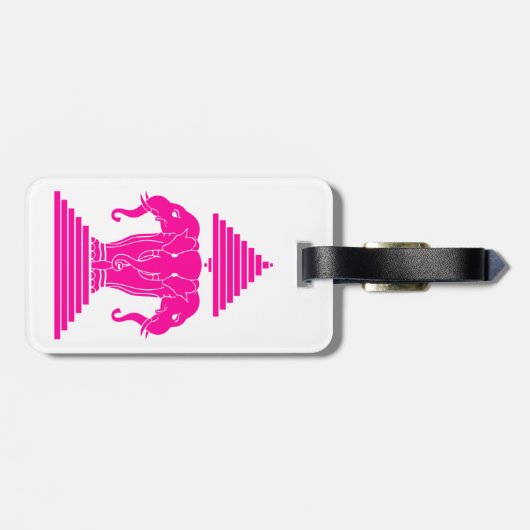 エラワンピンク3頭エレファントラオ/ラオス国旗 ラゲッジタグ (裏面横)