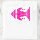 エラワンピンク3頭エレファントラオ/ラオス国旗 長方形シール (バッグ)