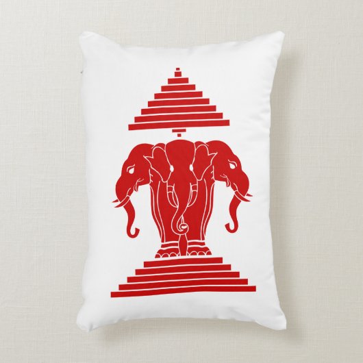 エラワン三頭象ラオス国旗 アクセントクッション (正面(垂直))