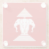 エラワン三頭象ラオス国旗 ガラスコースター (裏面)