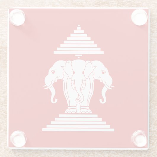 エラワン三頭象ラオス国旗 ガラスコースター (裏面)