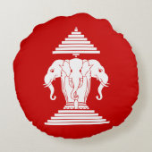 エラワン三頭象ラオス国旗 ラウンドクッション (裏面)