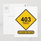 エラー403：民主主義を禁止 ポストカード (正面/裏面)