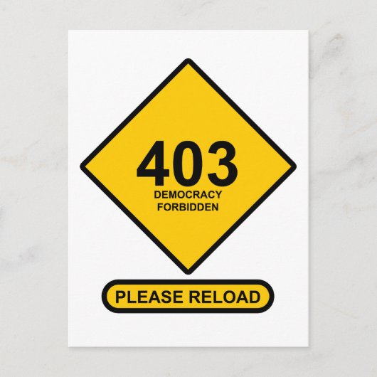 エラー403：民主主義を禁止 ポストカード (正面)