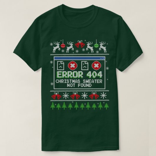 エラー404クリスマスセーターが見つからないジャンパ Tシャツ (デザイン正面)