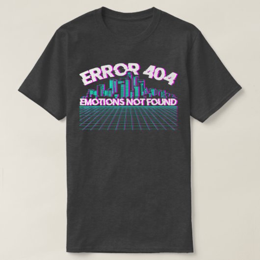 エラー404感情が見つからないスカイラインVaporwave Tシャツ (デザイン正面)